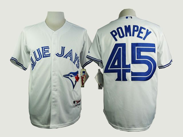 Men Toronto Blue Jays 45 Pompey White MLB Jerseys